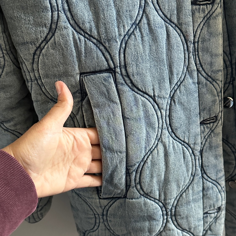 Madden Light Blue Quilted Jean Jacket - Picture 4 of 6